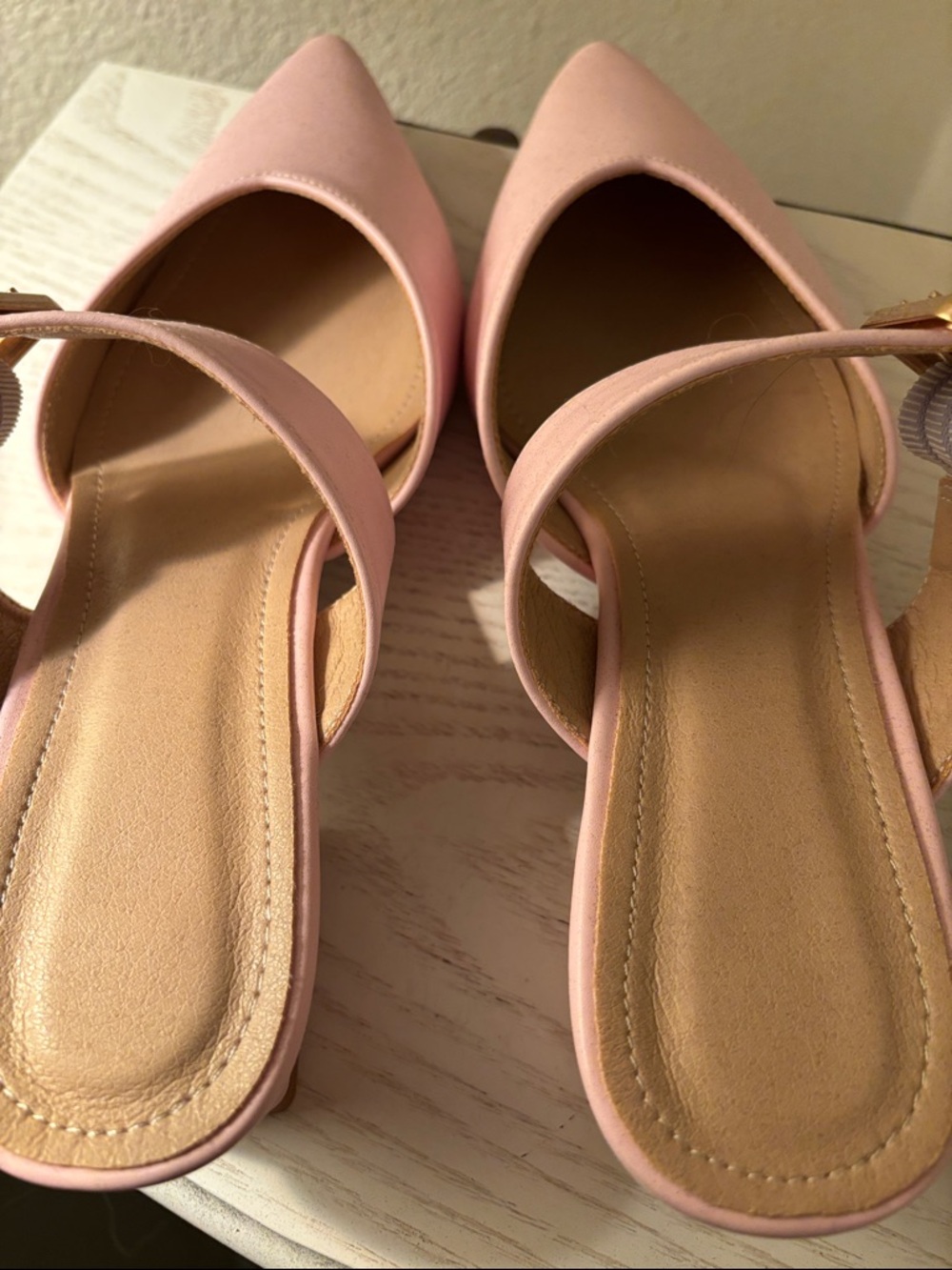 Pink Pointed Toe Block Heel Mules - Picture 4 of 8